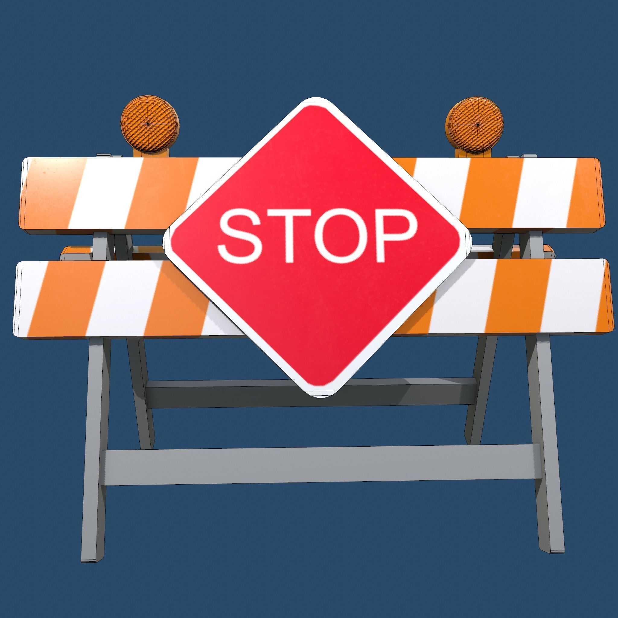 Traffic Alert Road Block Sign Free low-poly 3D model_15