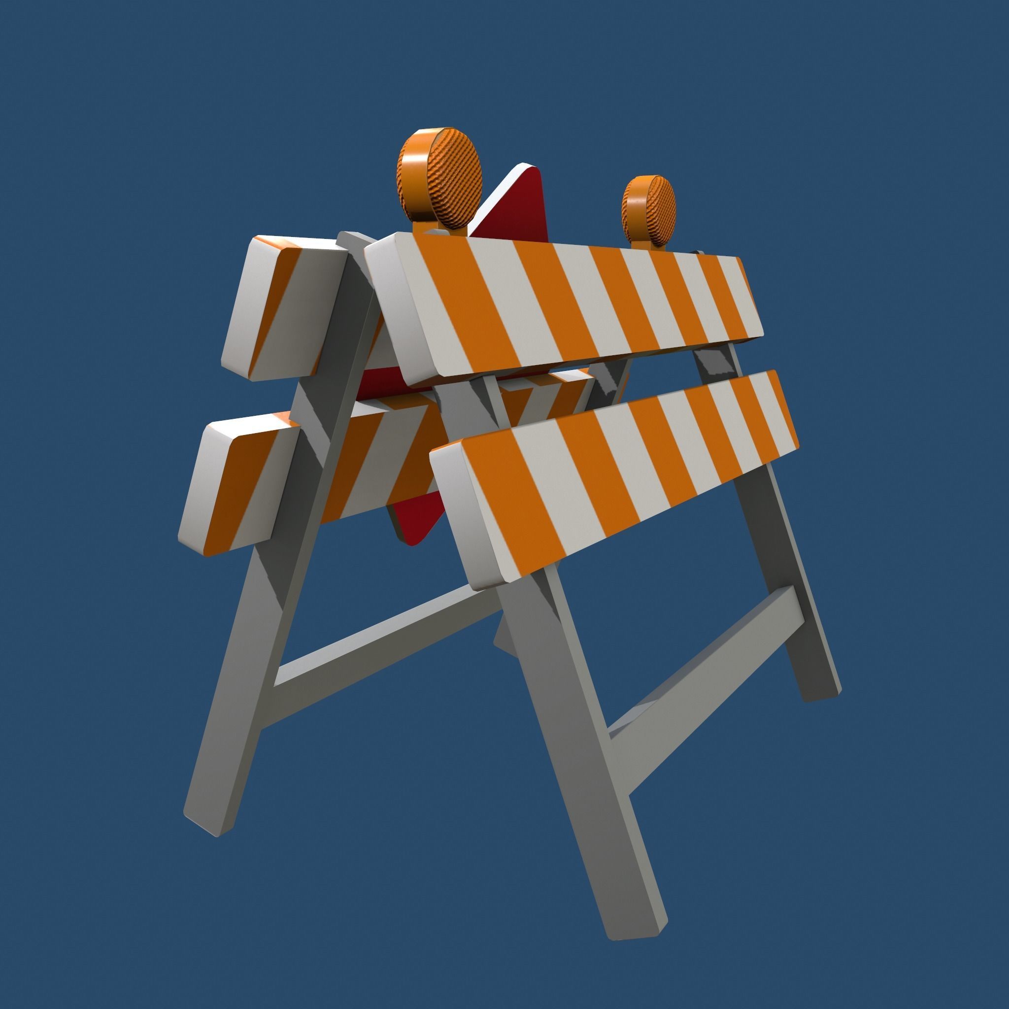 Traffic Alert Road Block Sign Free low-poly 3D model_8