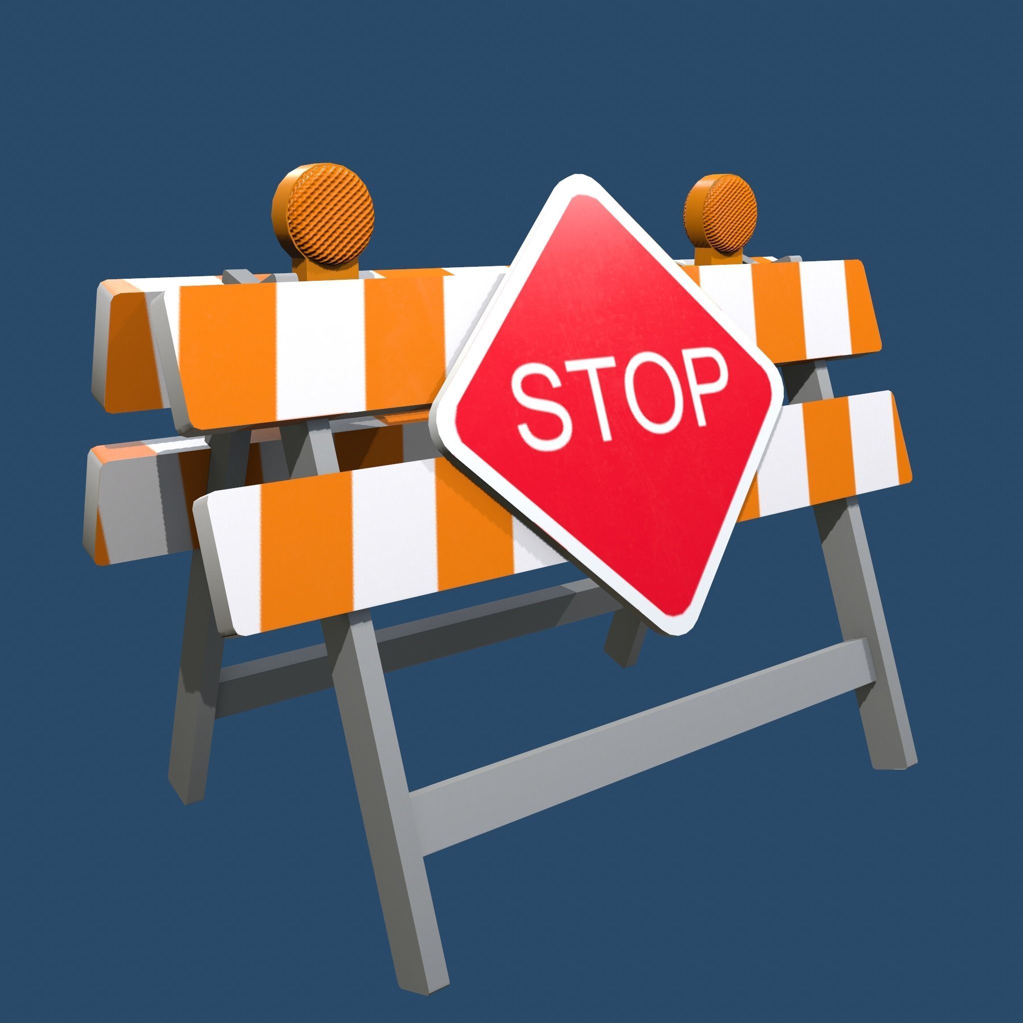 Traffic Alert Road Block Sign Free low-poly 3D model_3