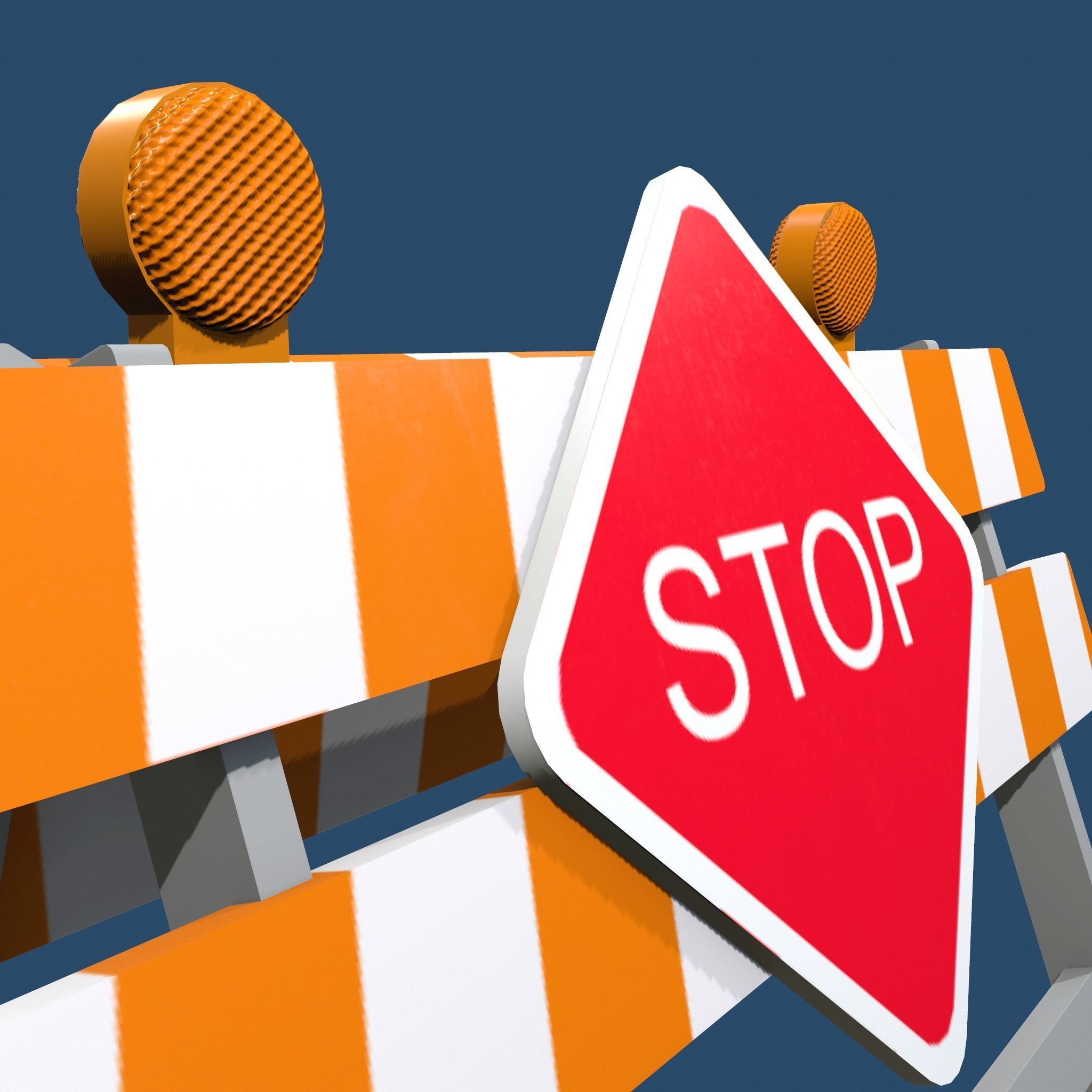 Traffic Alert Road Block Sign Free low-poly 3D model_16
