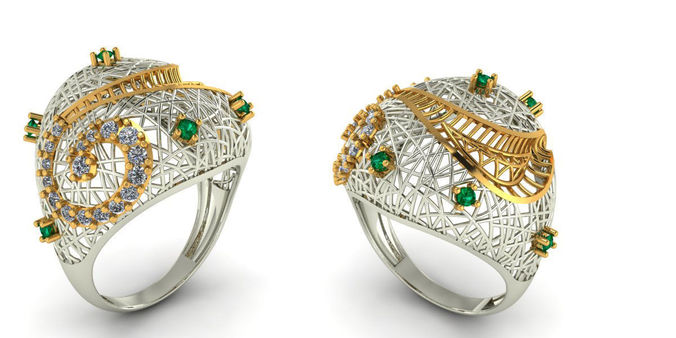 Turkish model ring with stones 3D print model