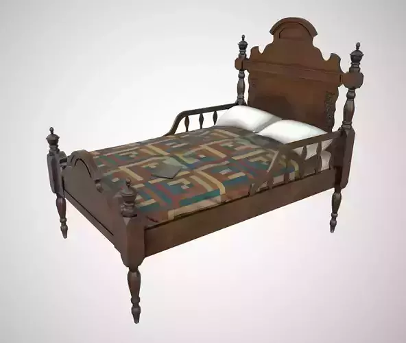 Antique bed Low-poly 3D model