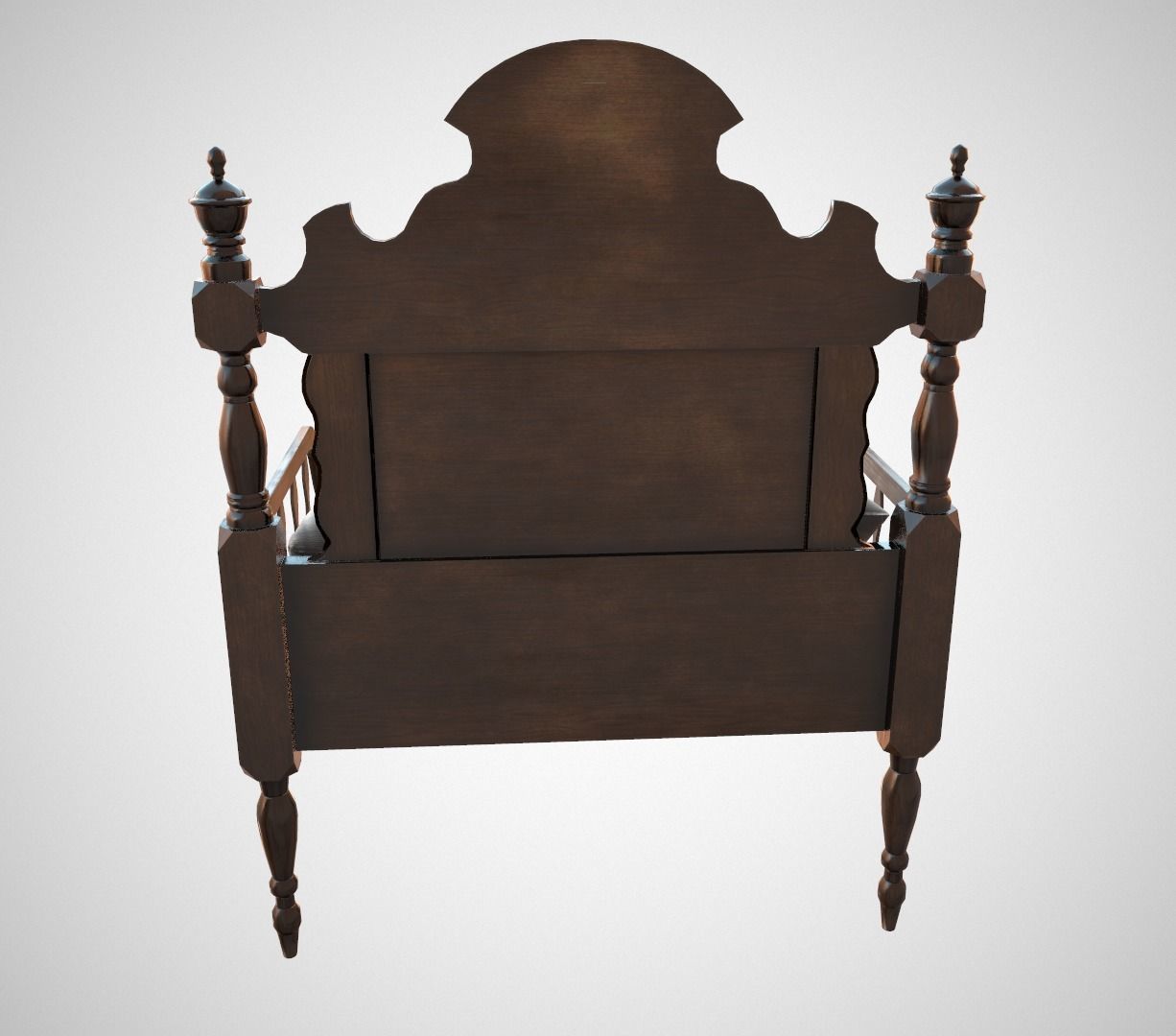 Antique bed Low-poly 3D model_4