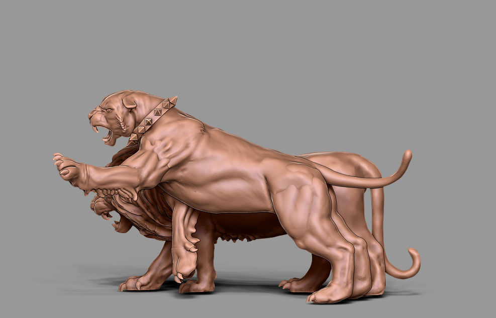 tiger and lion 3D 35mm scale 3D print model_8