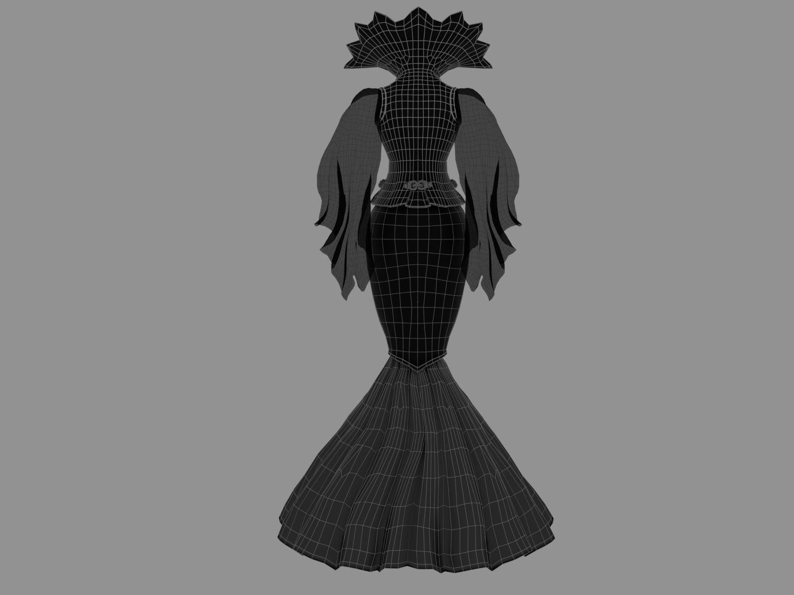 Victorian Gothic Dress2 Low-poly 3D model_15