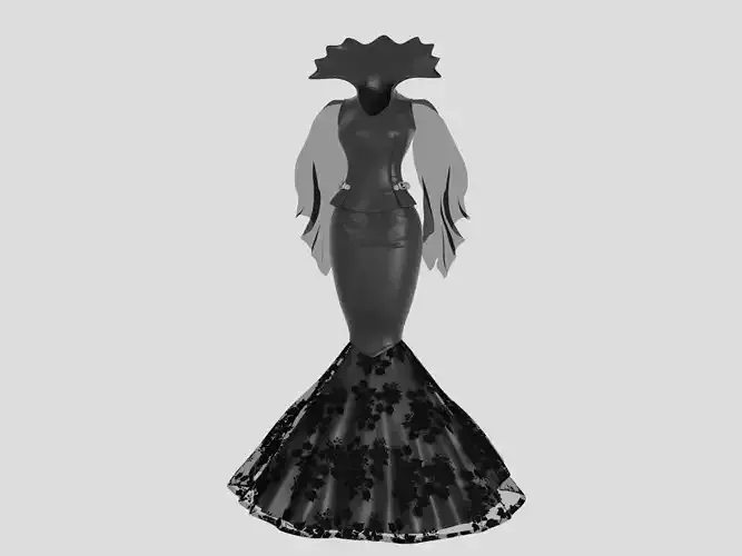 Victorian Gothic Dress2 Low-poly 3D model
