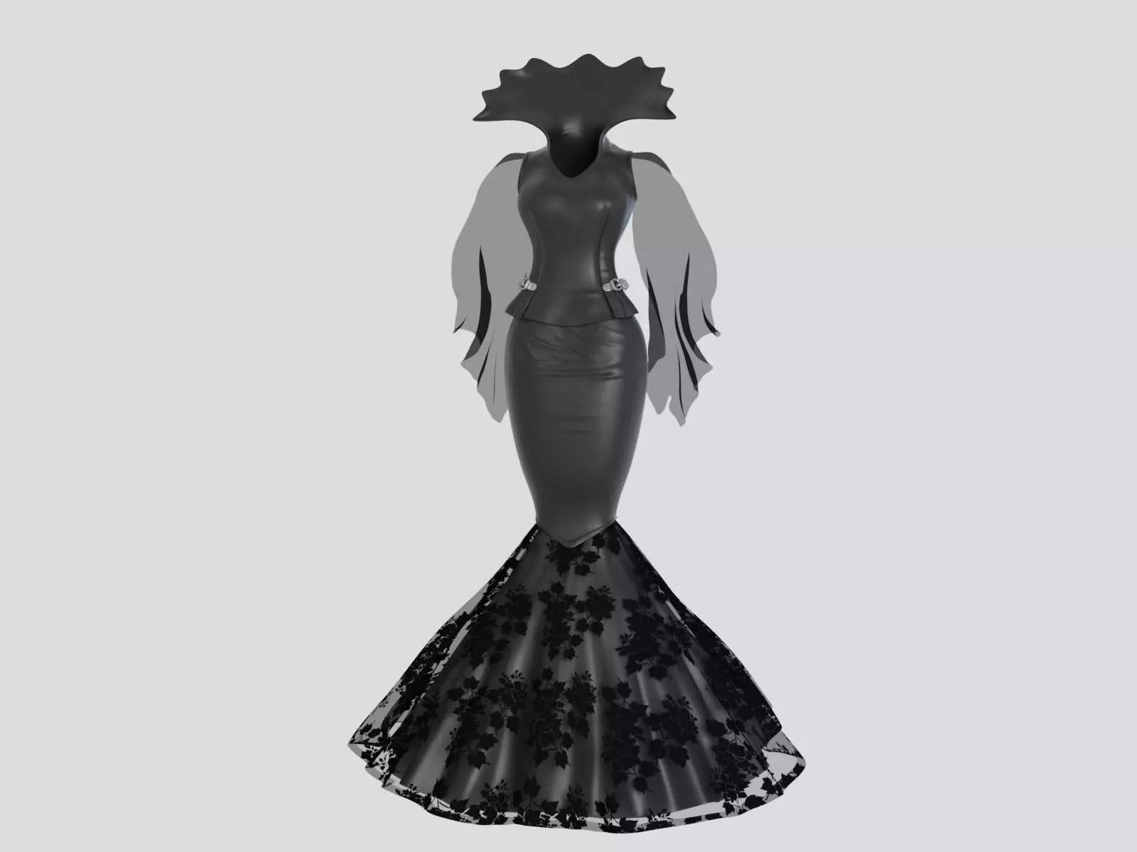 Victorian Gothic Dress2 Low-poly 3D model_0