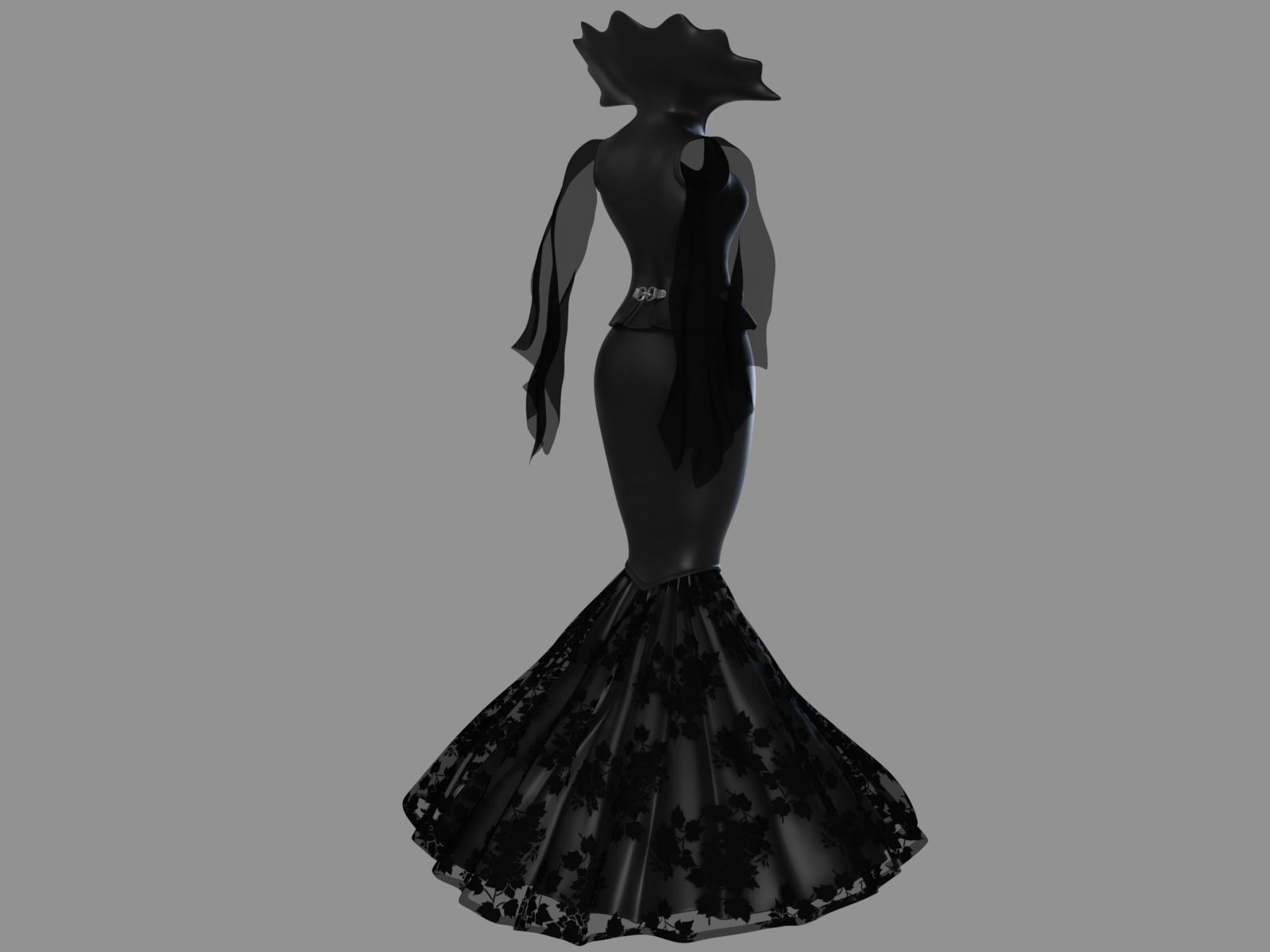 Victorian Gothic Dress2 Low-poly 3D model_5