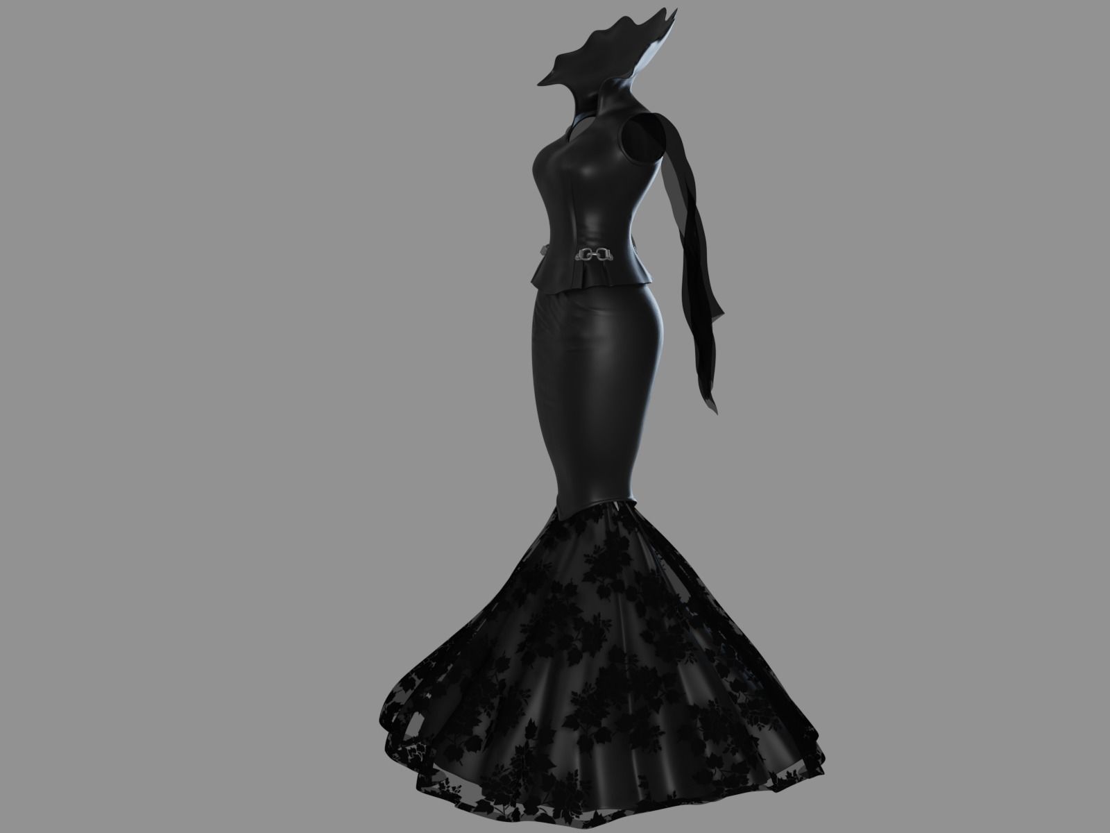 Victorian Gothic Dress2 Low-poly 3D model_4