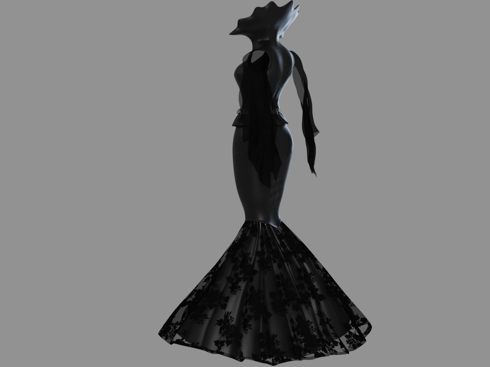 Victorian Gothic Dress2 Low-poly 3D model_3