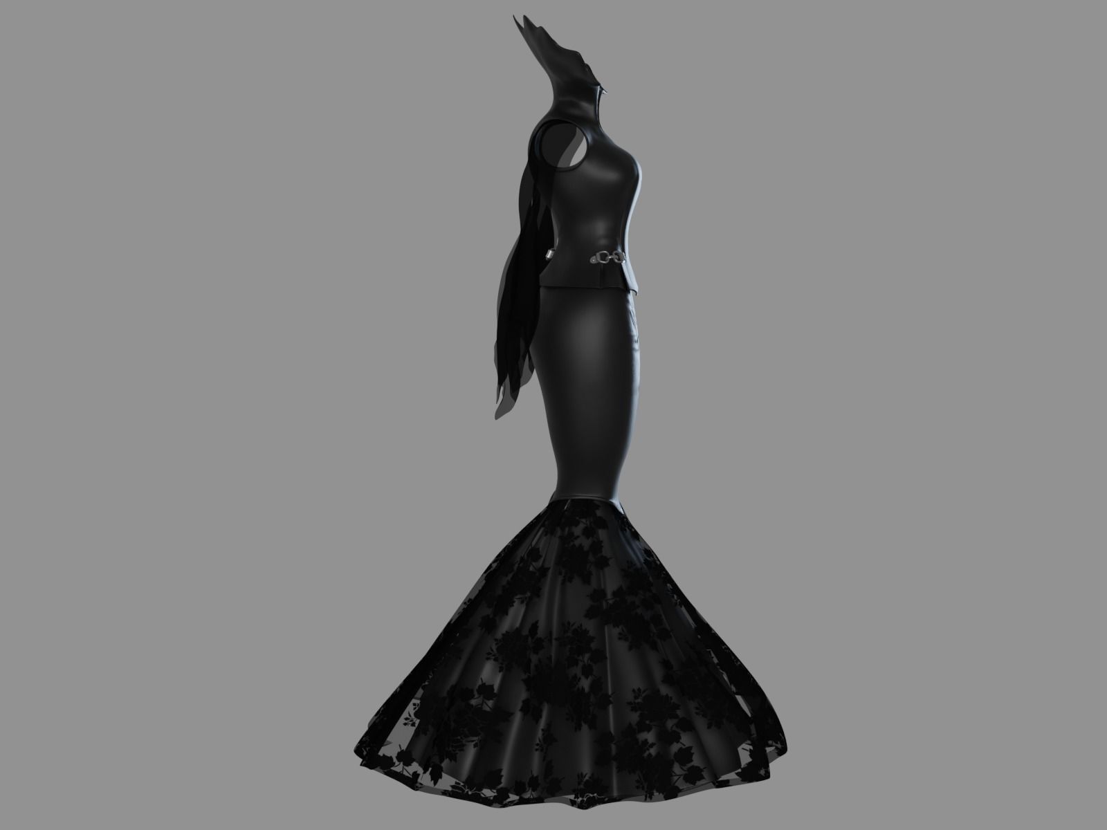 Victorian Gothic Dress2 Low-poly 3D model_10