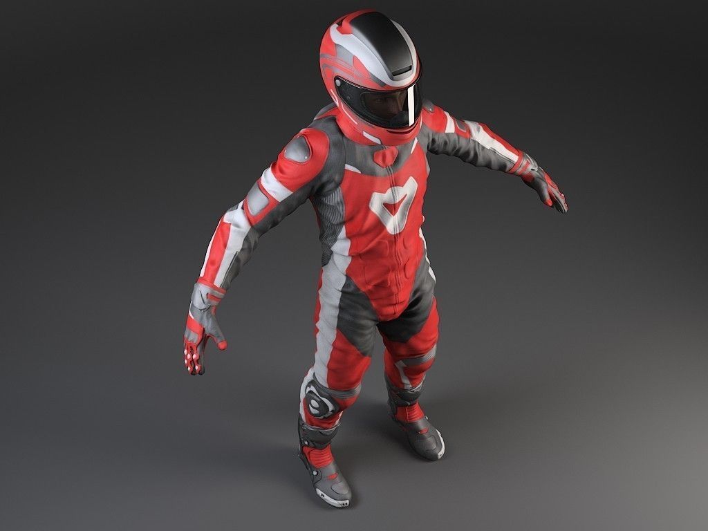 Motorcycle Rider - Rigged 3D model_6