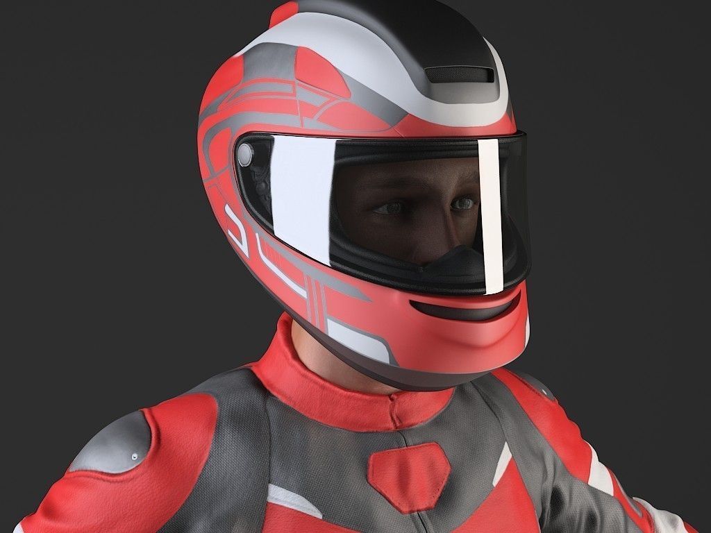 Motorcycle Rider - Rigged 3D model_9