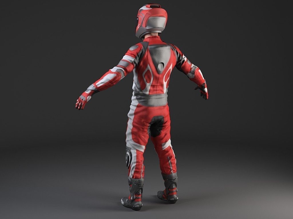 Motorcycle Rider - Rigged 3D model_4