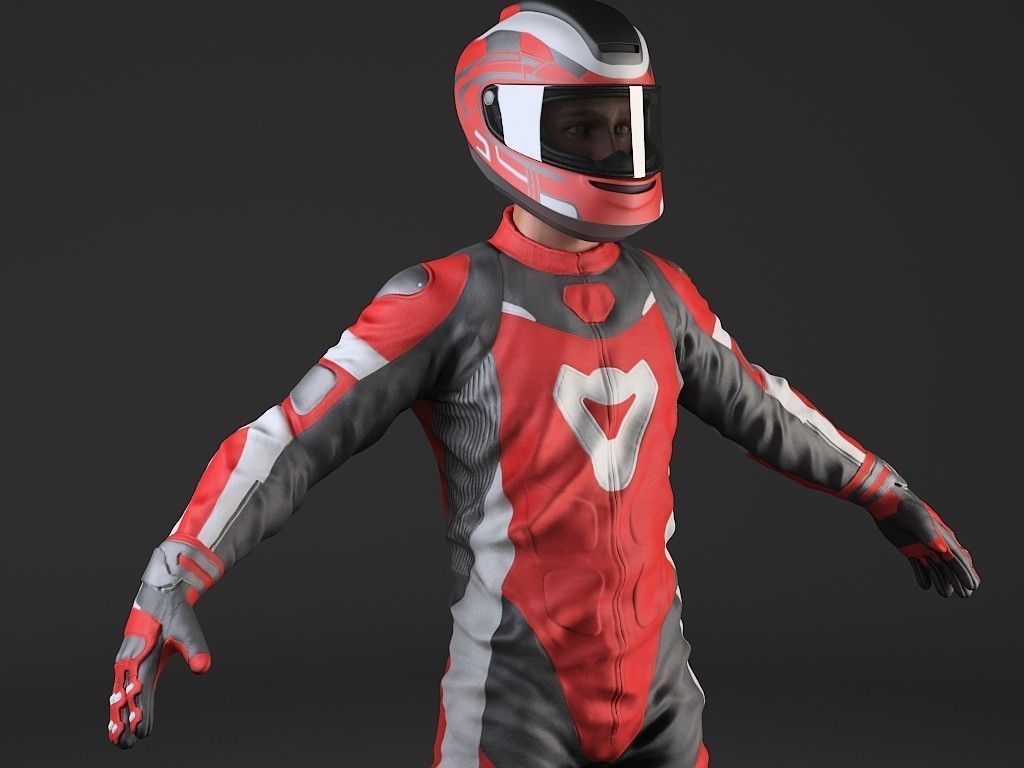 Motorcycle Rider - Rigged 3D model_8
