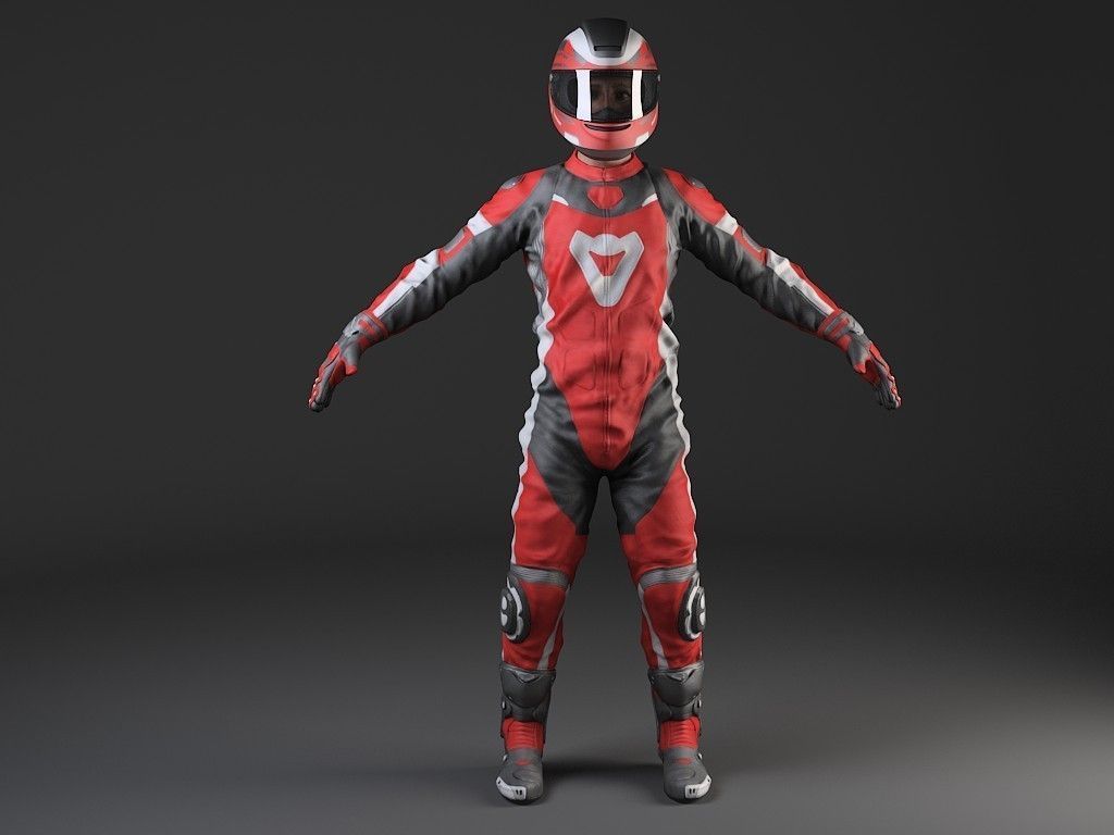 Motorcycle Rider - Rigged 3D model_3