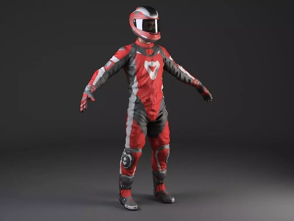 Motorcycle Rider - Rigged 3D model_0