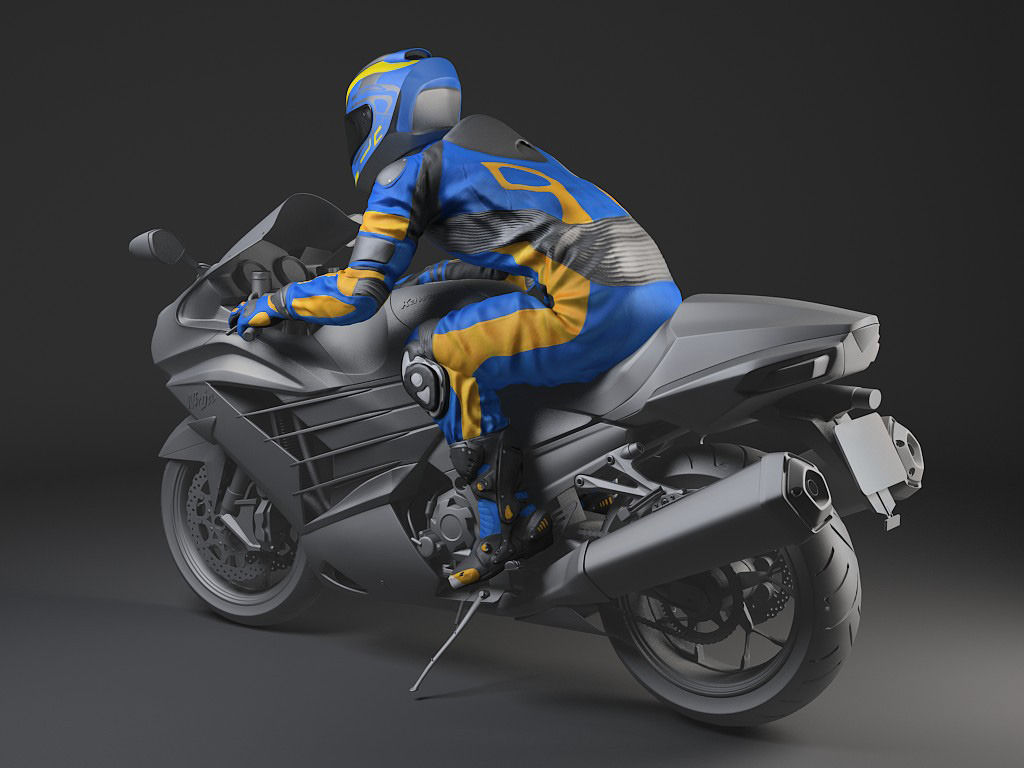 Motorcycle Rider - Rigged 3D model_2