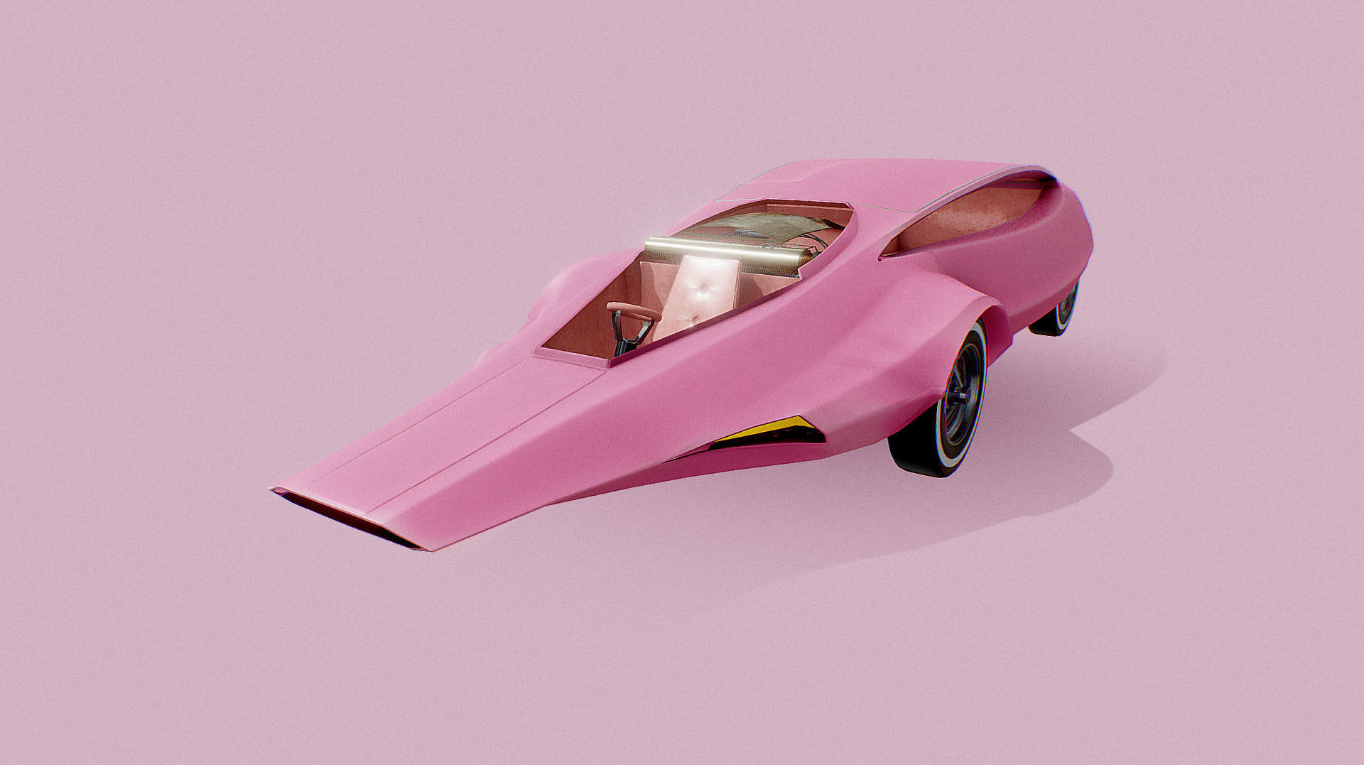 Pink Panther Car Low-poly 3D model_11