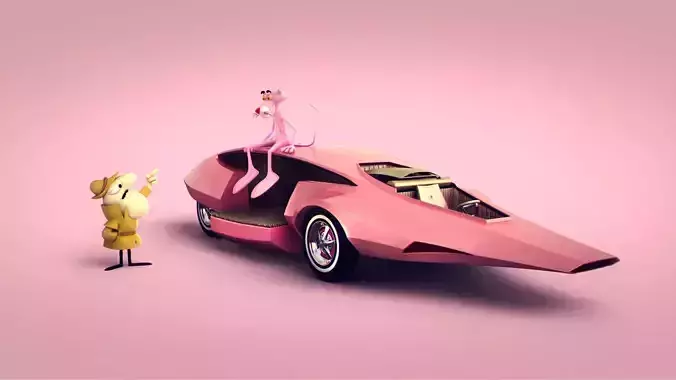 Pink Panther Car Low-poly 3D model