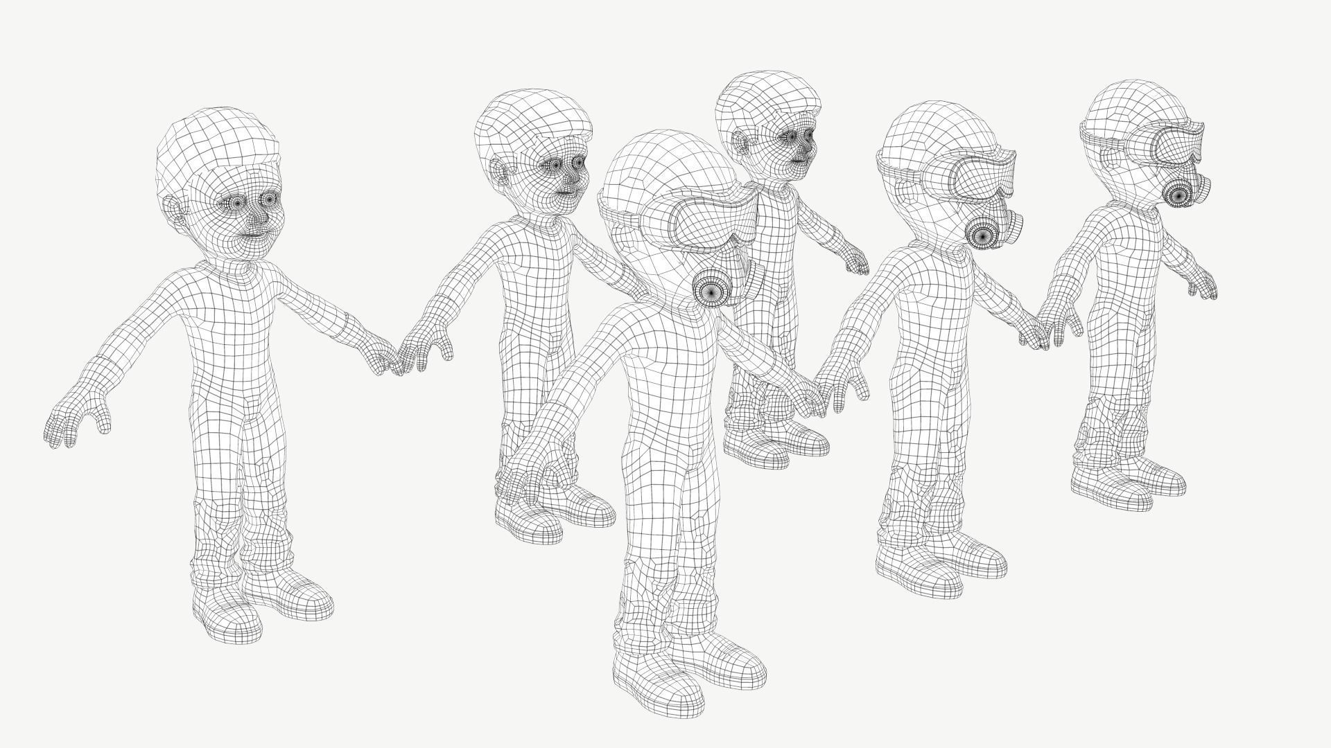 Hazmat Suit Boy Low-poly 3D model_4