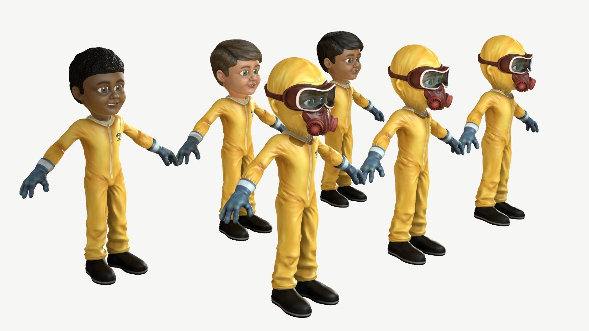 Hazmat Suit Boy Low-poly 3D model_3