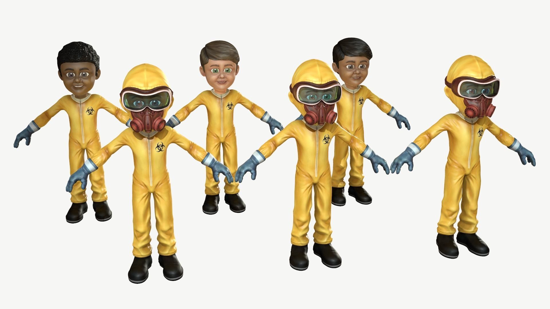 Hazmat Suit Boy Low-poly 3D model_1