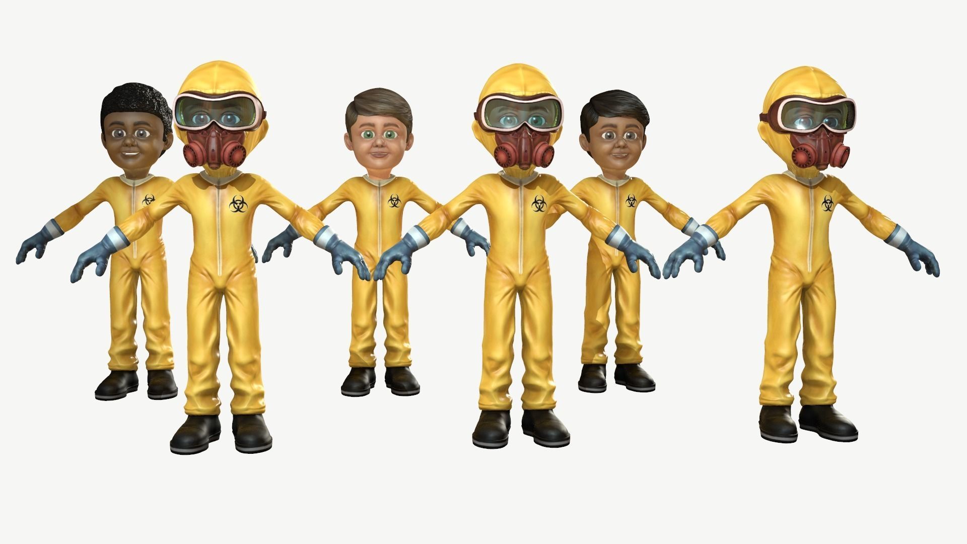 Hazmat Suit Boy Low-poly 3D model_13