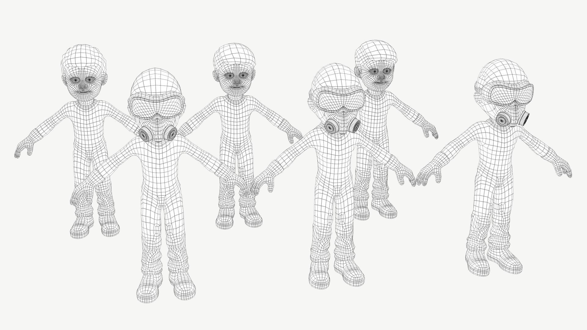 Hazmat Suit Boy Low-poly 3D model_2