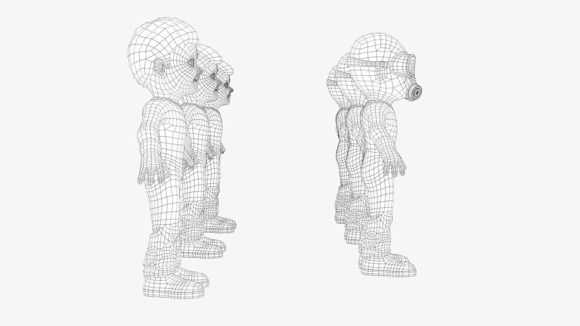 Hazmat Suit Boy Low-poly 3D model_6