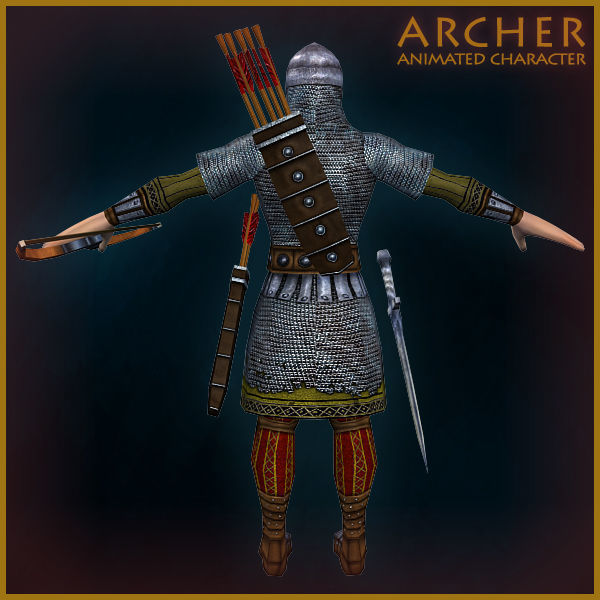 Animated Archer Low-poly 3D model_7
