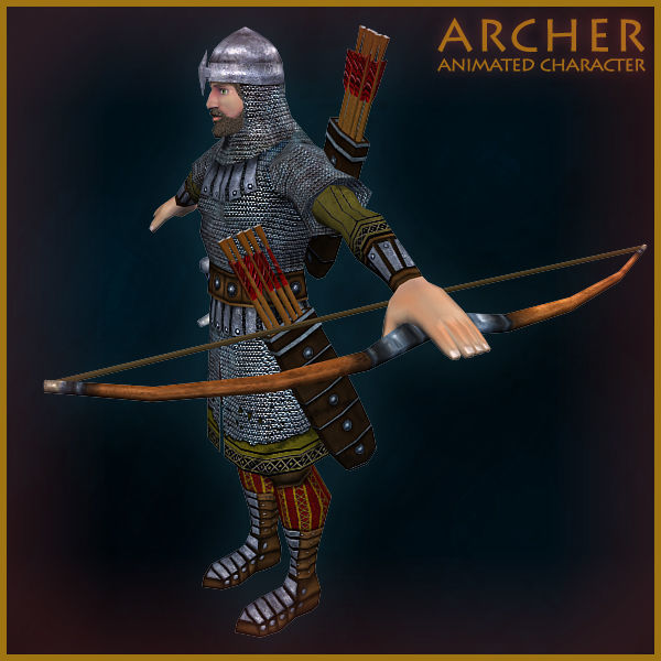 Animated Archer Low-poly 3D model_9