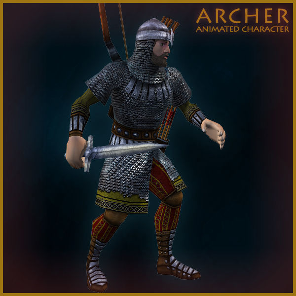 Animated Archer Low-poly 3D model_6