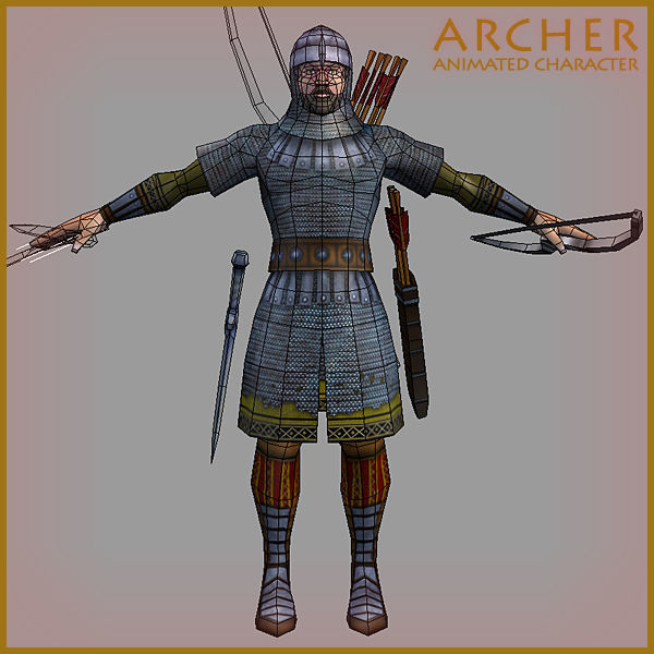 Animated Archer Low-poly 3D model_5