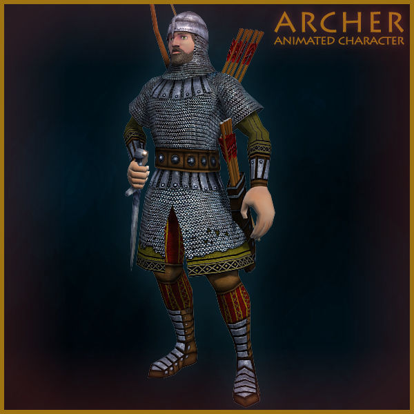 Animated Archer Low-poly 3D model_8
