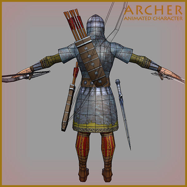 Animated Archer Low-poly 3D model_10