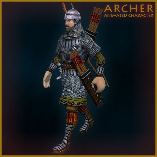 Animated Archer Low-poly 3D model_4