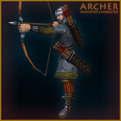 Animated Archer Low-poly 3D model