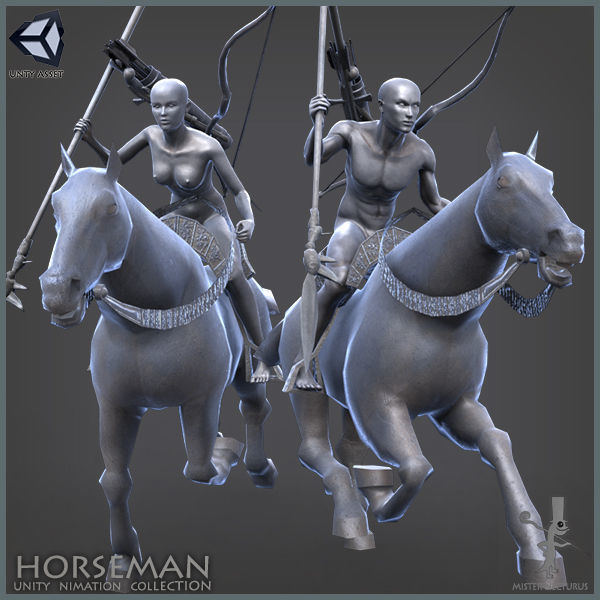 UNITY HERO HORSEMAN ANIMATION COLLECTION Low-poly 3D model_6