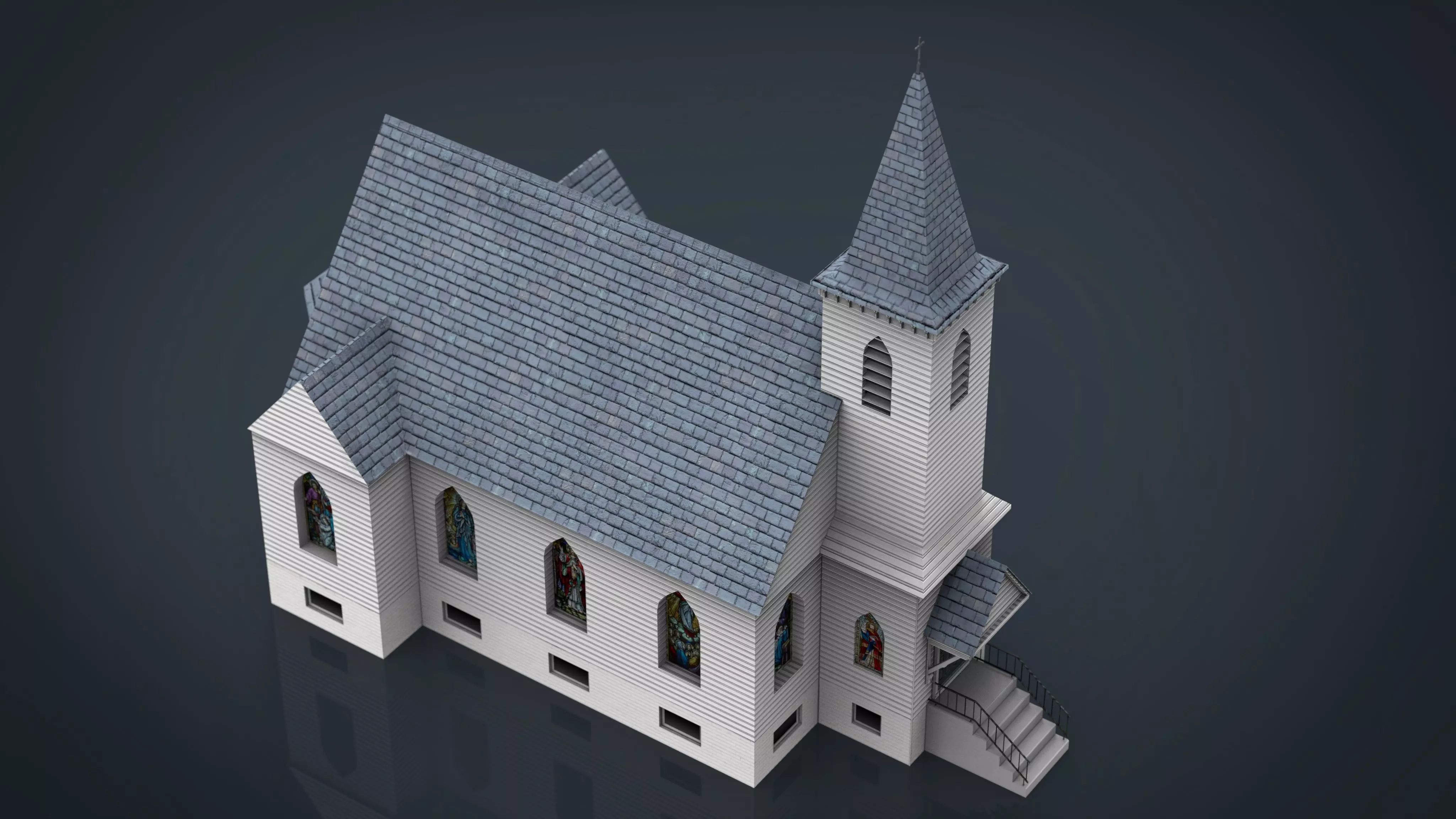 AMERICAN CHURCH Low-poly 3D model_0