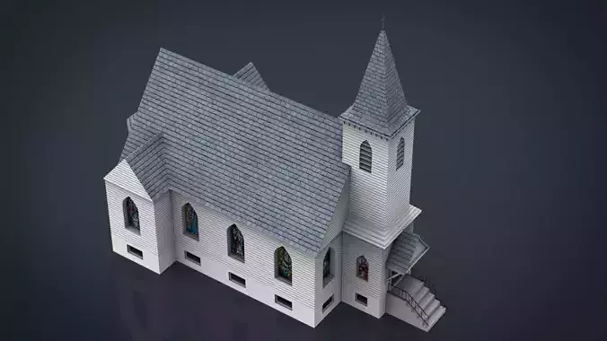 AMERICAN CHURCH Low-poly 3D model