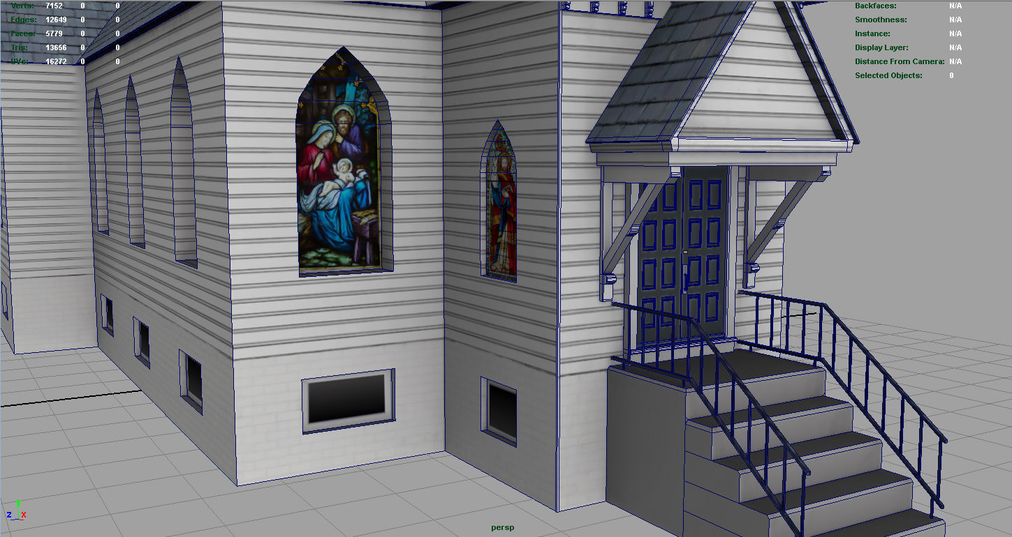 AMERICAN CHURCH Low-poly 3D model_16