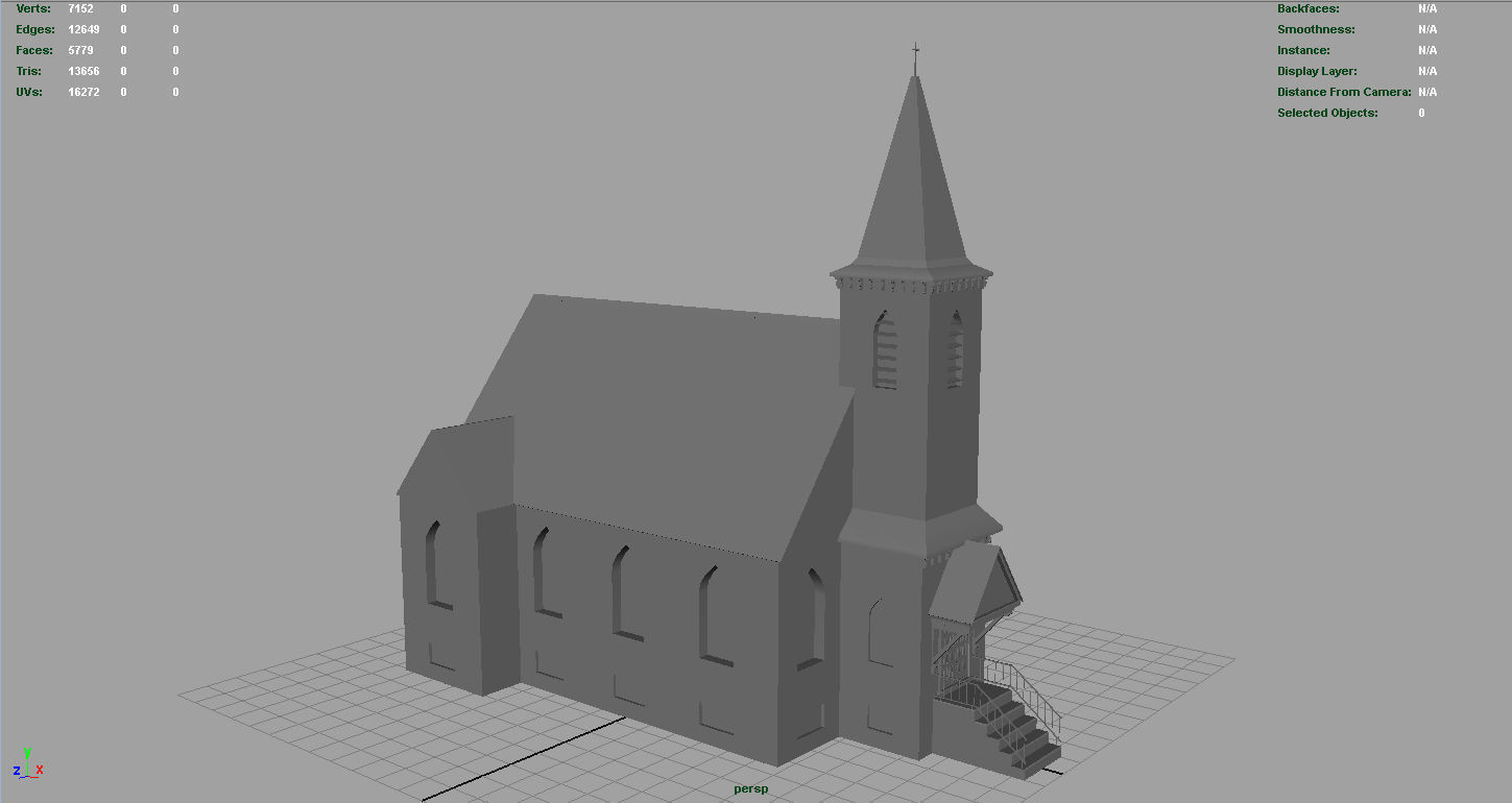AMERICAN CHURCH Low-poly 3D model_5