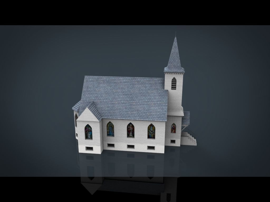 AMERICAN CHURCH Low-poly 3D model_19