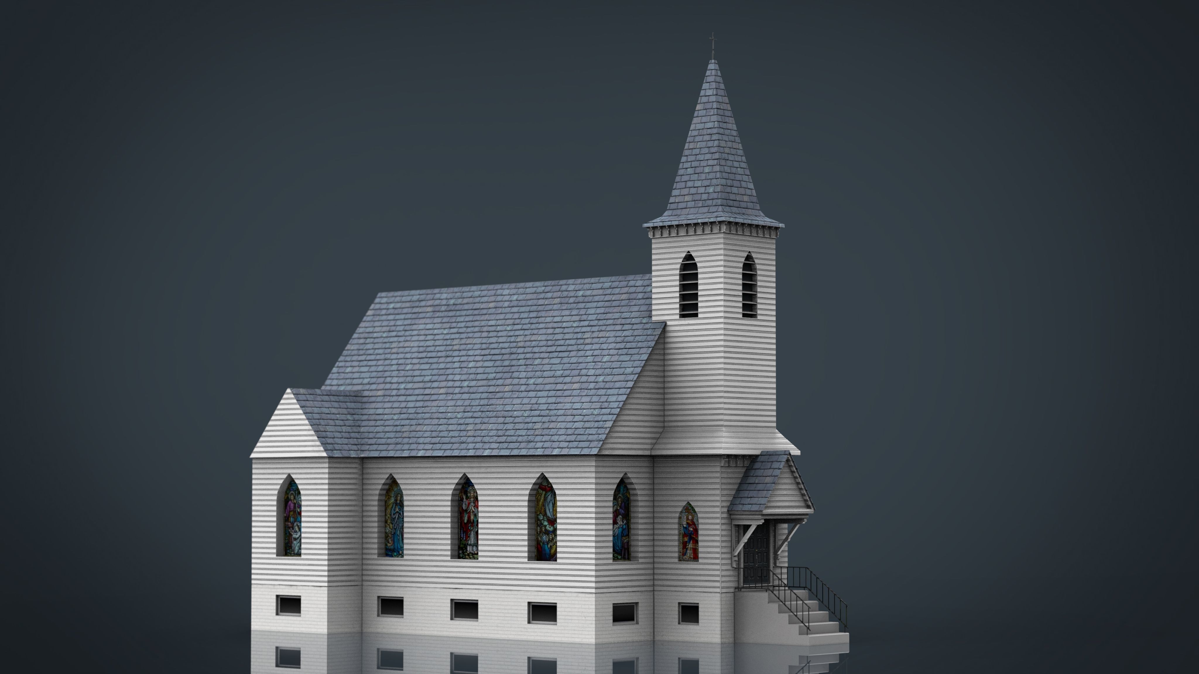 AMERICAN CHURCH Low-poly 3D model_9