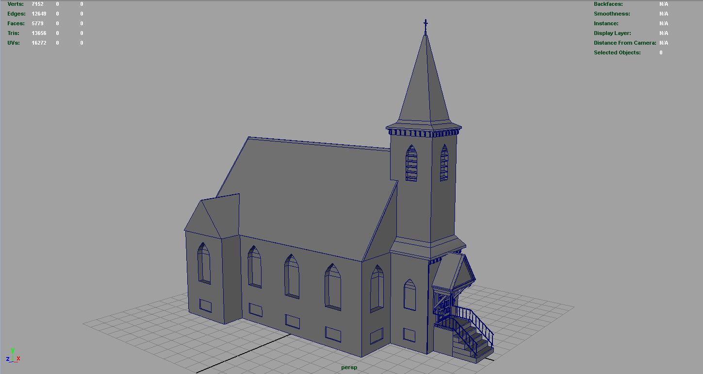 AMERICAN CHURCH Low-poly 3D model_6