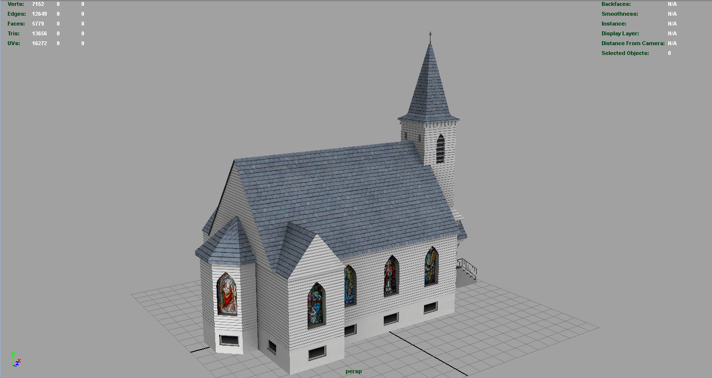 AMERICAN CHURCH Low-poly 3D model_15