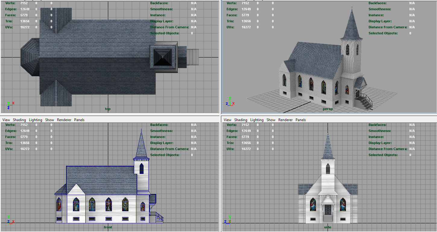 AMERICAN CHURCH Low-poly 3D model_10