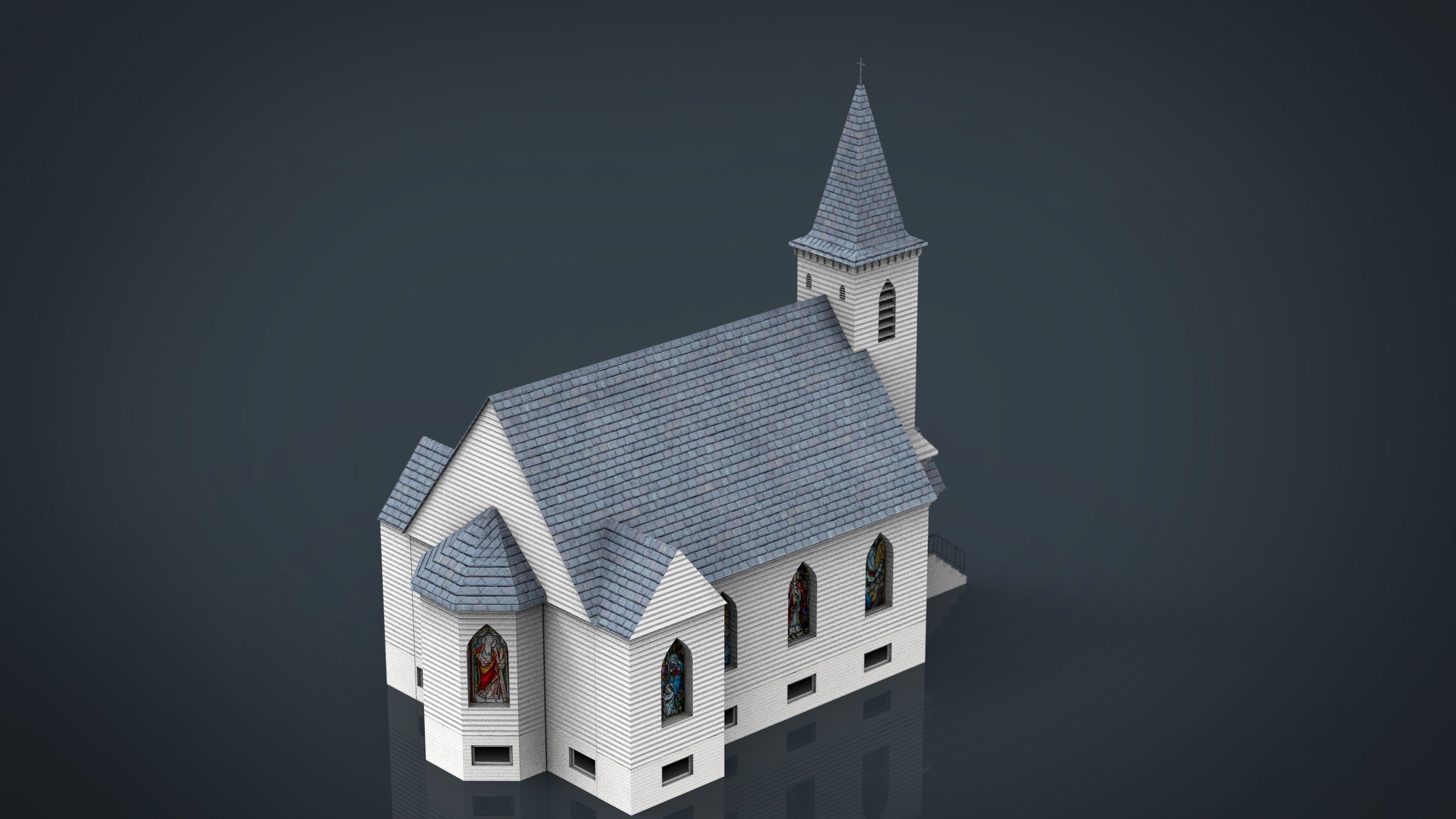 AMERICAN CHURCH Low-poly 3D model_8