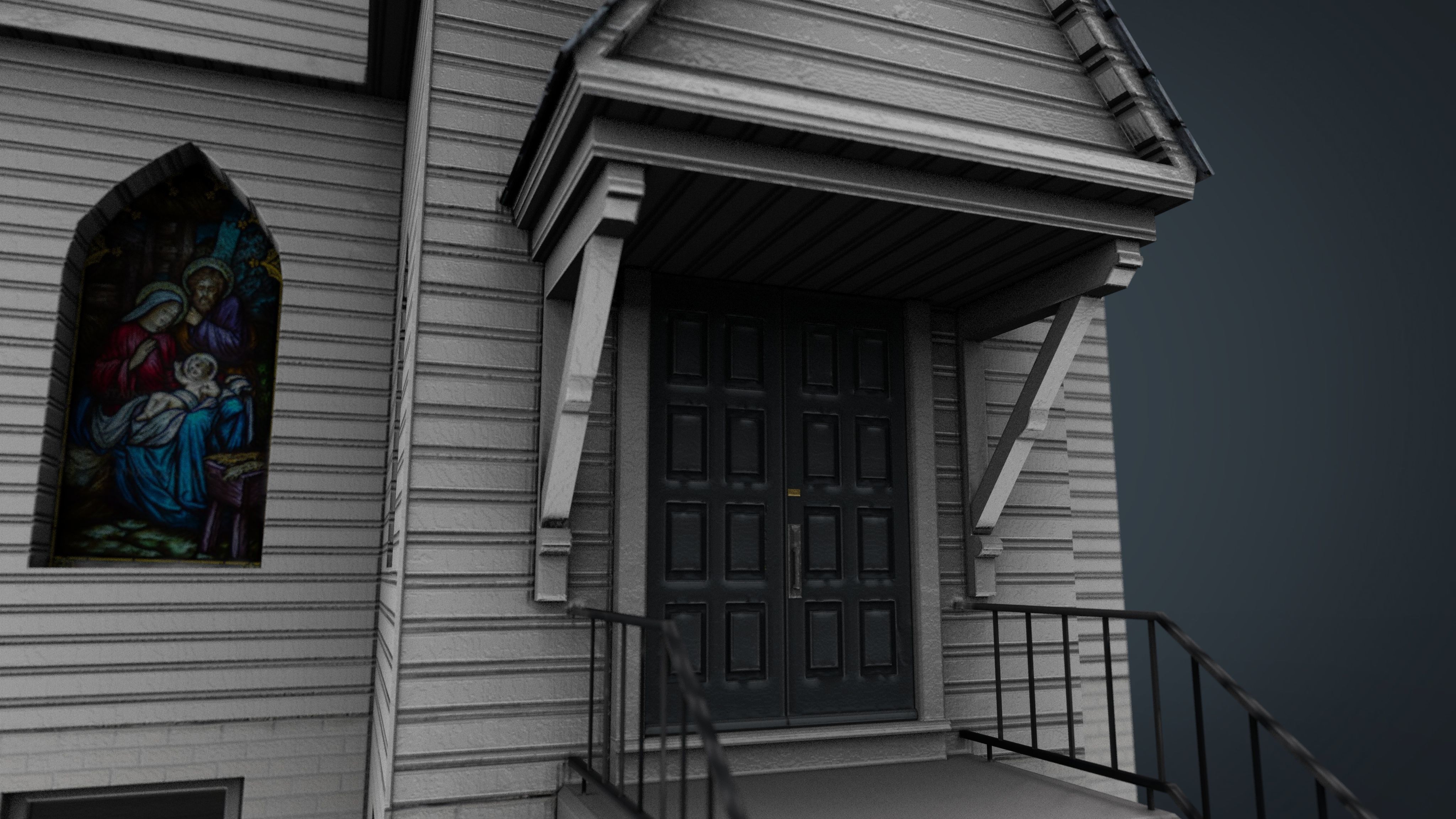 AMERICAN CHURCH Low-poly 3D model_4